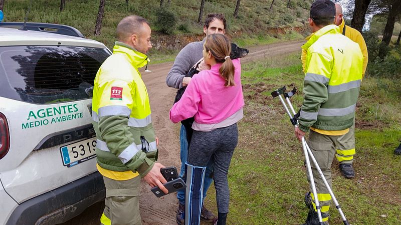 El perro Boro se reencuentra con su familia tras días de búsqueda en Adamuz