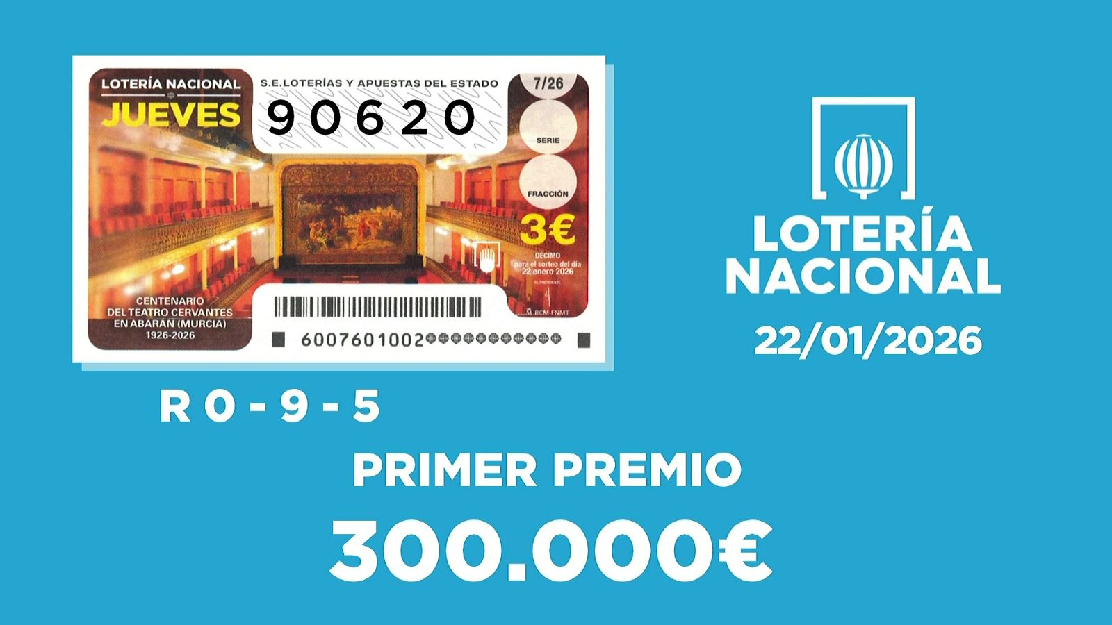 Sorteo de la Lotería Nacional del 22/01/2026 - Ver ahora