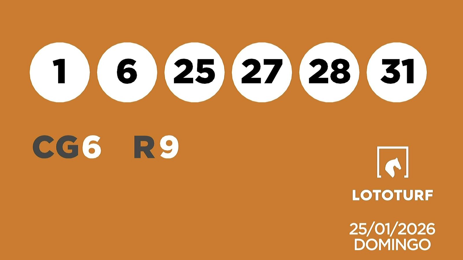 Sorteo de la Lotería Lototurf del 25/01/2026 - Ver ahora