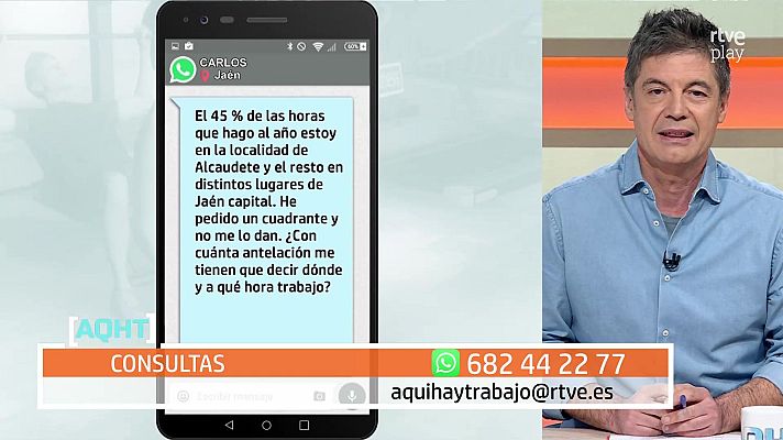 Aquí hay trabajo - ¿Cuándo tienen que entregar el cuadrante?
