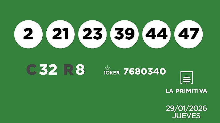 SELAE - Sorteo de la Lotería Primitiva y Joker del 29/01/2026
