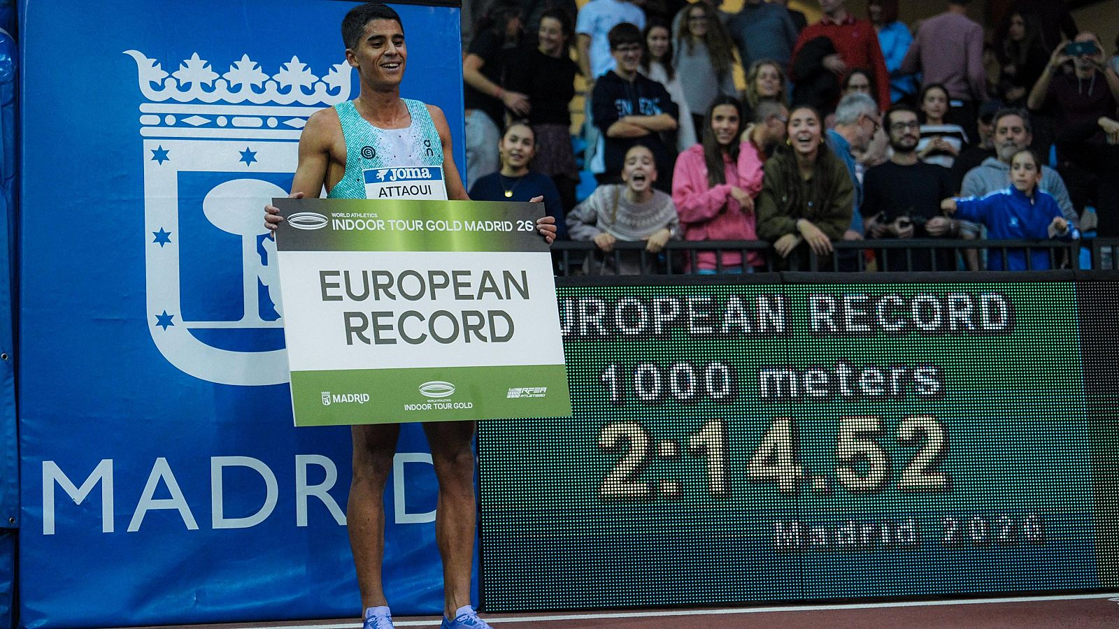 Attaoui roza el récord del mundo de 1.000 m 'short track' en Madrid - Atletismo | Ver
