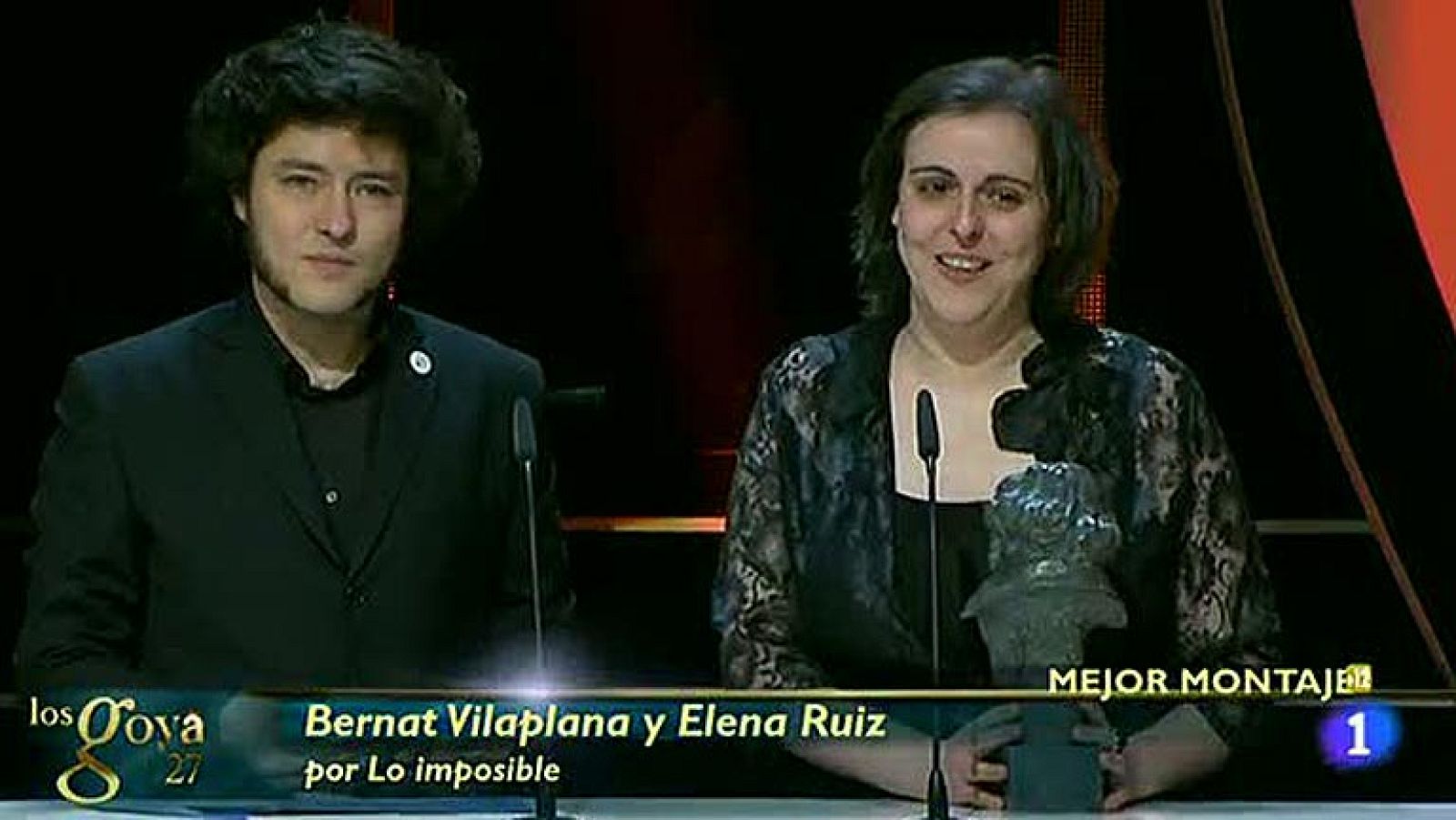 Bernat Villaplana y Elena Ruiz, premio al Mejor Montaje por 'Lo imposible' | Ver