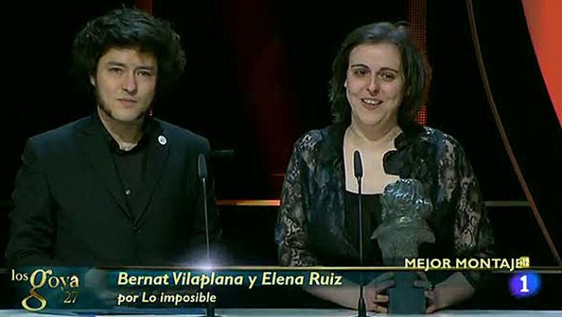 Bernat Villaplana y Elena Ruiz, premio al Mejor Montaje por 'Lo imposible' | Ver