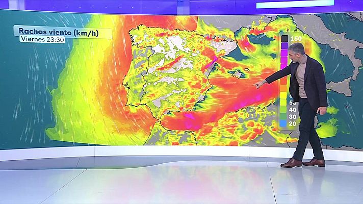 El tiempo - Rachas muy fuertes en la mayor parte del territorio