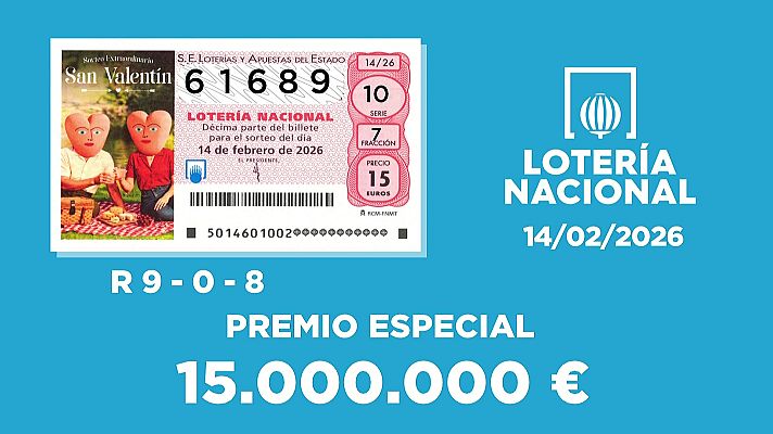 SELAE - Sorteo de la Lotería Nacional del 14/02/2026