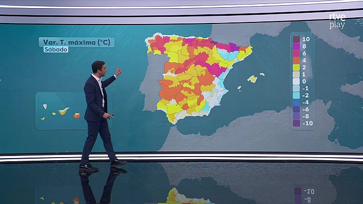 El tiempo - Ascenso notable de las máximas (superiores a 6 grados) en los sistemas montañosos peninsulares