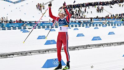 Hist�rico sexto oro ol�mpico de Johannes Klaebo en Milano Cortina 2026 tras ganar la prueba de 50km