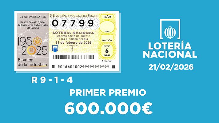 SELAE - Sorteo de la Lotería Nacional del 21/02/2026