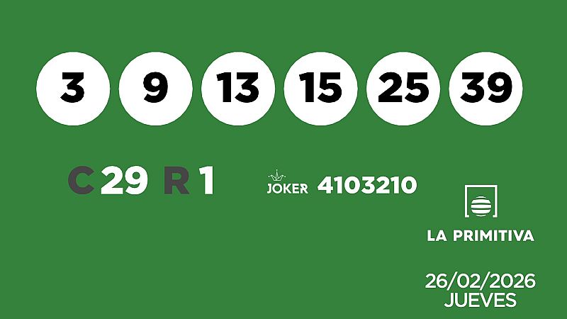 Sorteo de la Lotería Primitiva y Joker del 26/02/2026 - Ver ahora
