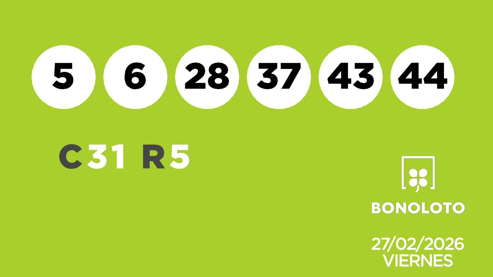 Sorteo de la Lotería Bonoloto y Euromillones del 27/02/2026 - Ver ahora