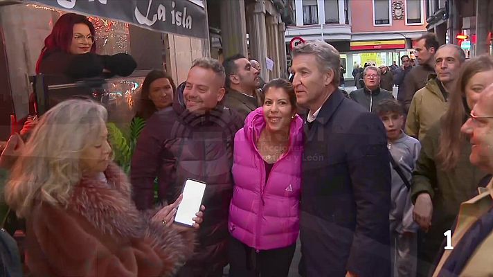 Telediario 2 - Feijóo y Zapatero se vuelcan en León a mitad de la campaña electoral