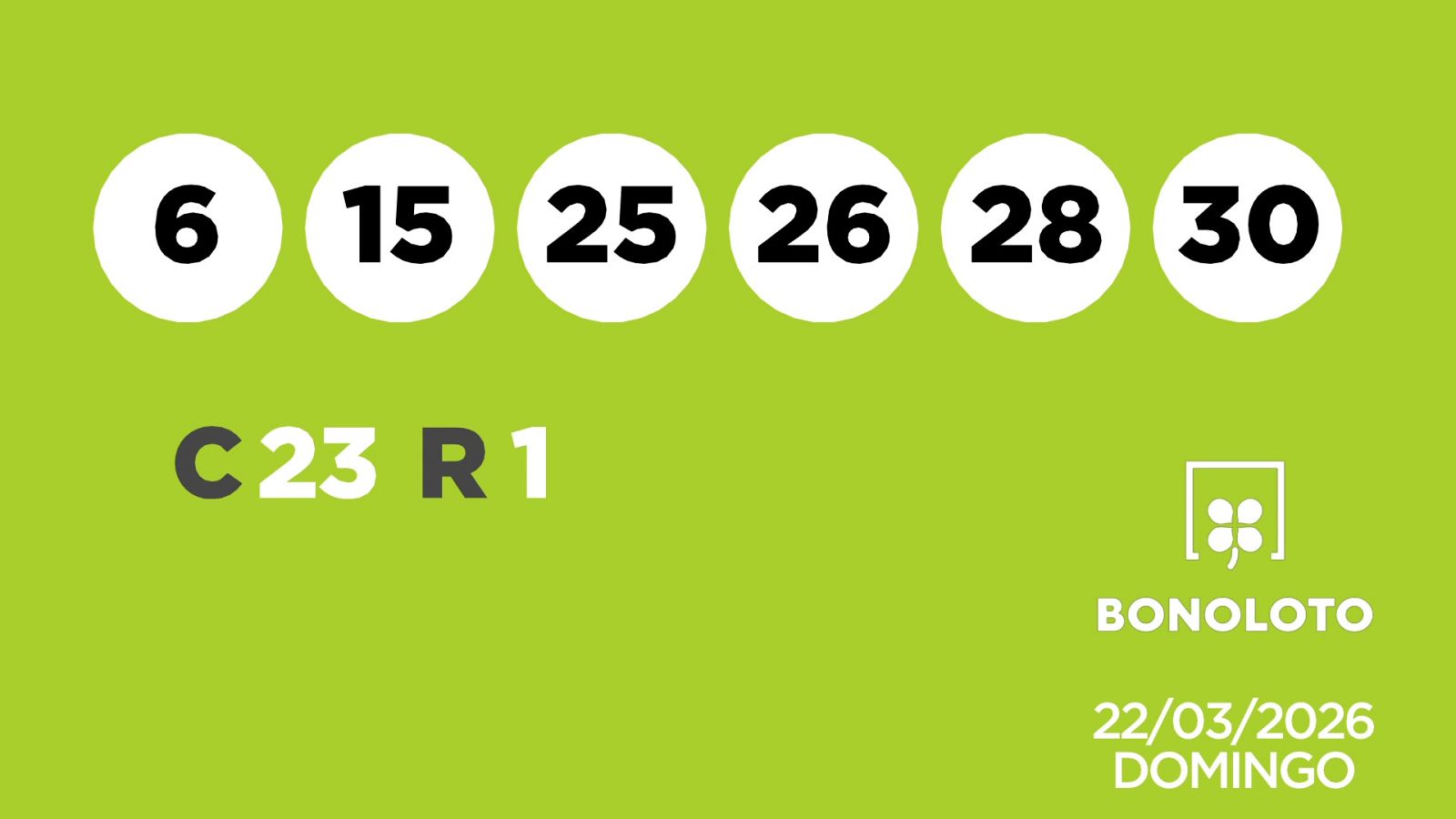 Sorteo de la Lotería Bonoloto del 22/03/2026 - Ver ahora