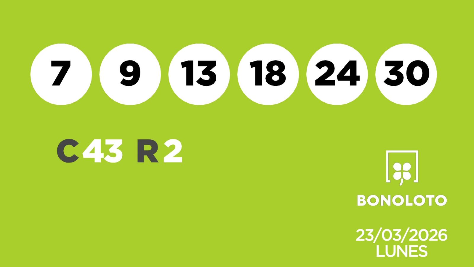 Sorteo de la Lotería Bonoloto del 23/03/2026 - Ver ahora