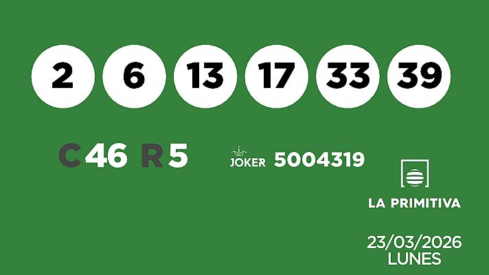 SELAE - Sorteo de la Lotería Primitiva y Joker del 23/03/2026