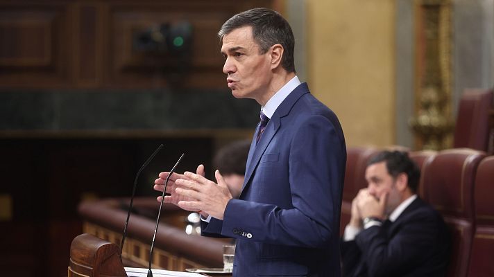 Telediario 1 - Sánchez acusa a PP y Vox de "cobardía" por el conflicto en Oriente Medio y Feijóo responde: "No a la guerra y no a usted"