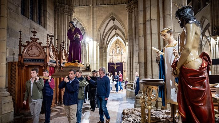 Telediario 1 - San Sebastián recupera sus procesiones esta Semana Santa tras 59 años