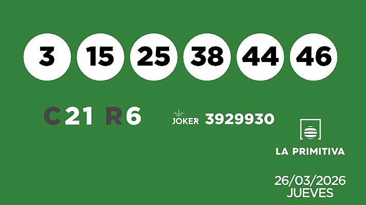 SELAE - Sorteo de la Lotería Primitiva y Joker del 26/03/2026