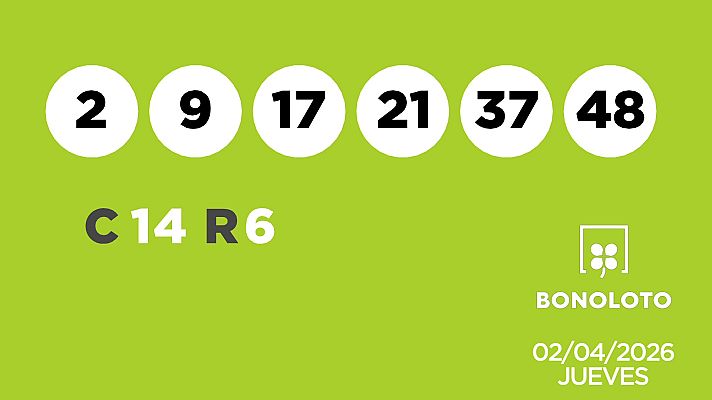 SELAE - Sorteo de la Lotería Bonoloto del 02/04/2026