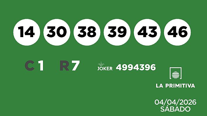 SELAE - Sorteo de la Lotería Primitiva y Joker del 04/04/2026