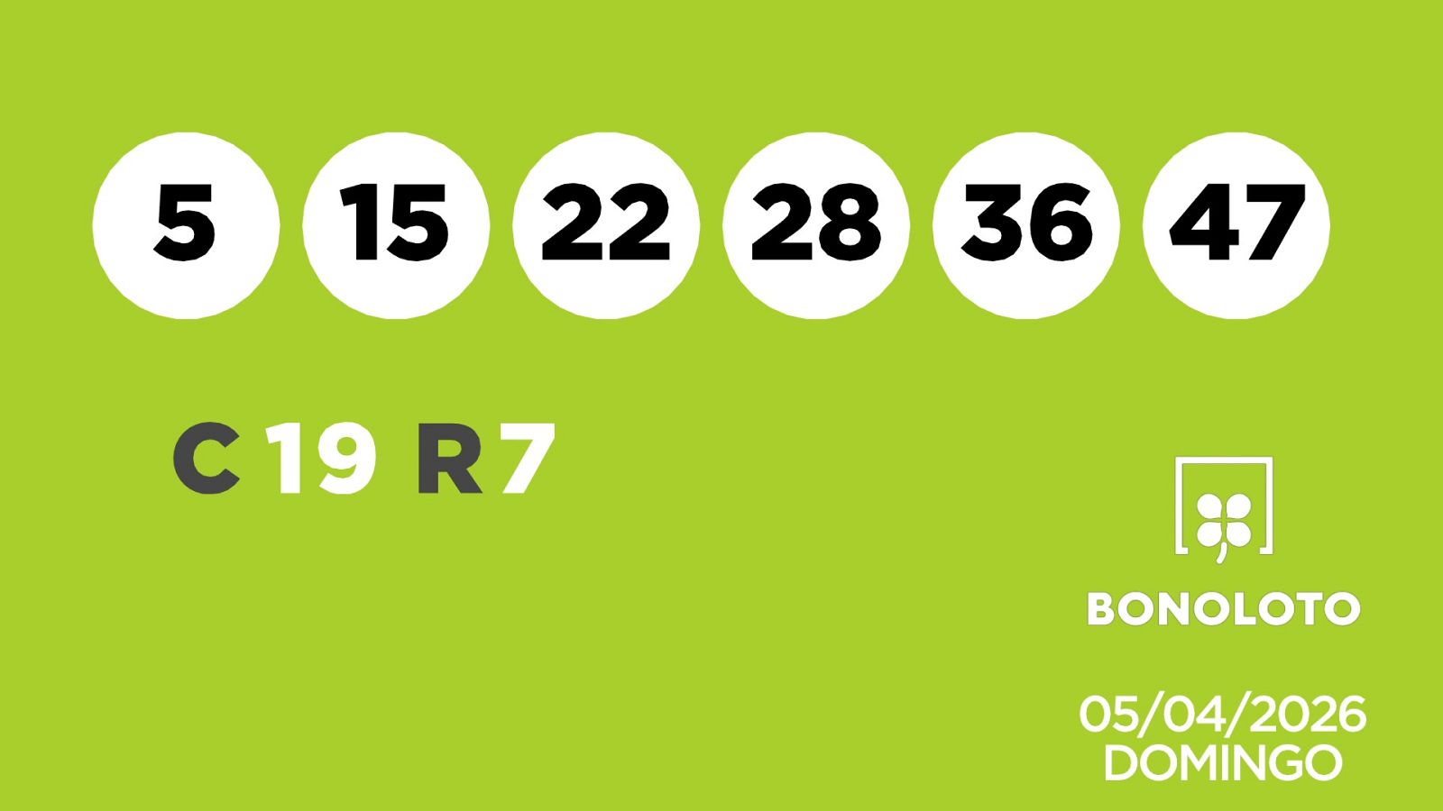 Sorteo de la Lotería Bonoloto del 05/04/2026 - Ver ahora