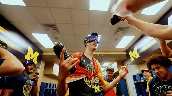 El zaragozano Aday Mara hace historia al ganar la liga universitaria de baloncesto de EE.UU. con Michigan