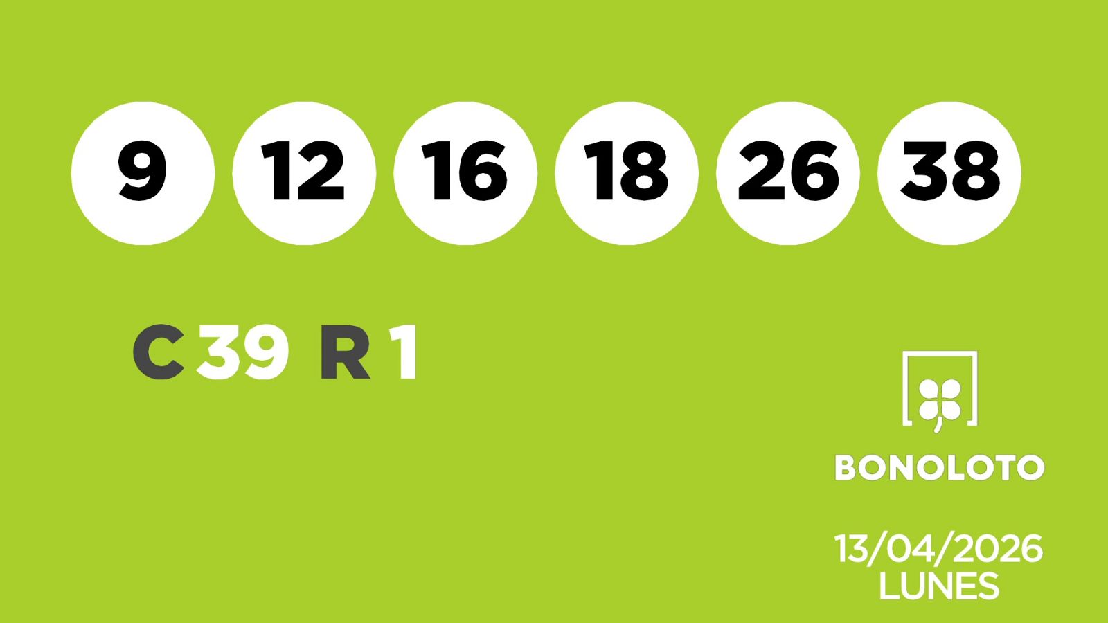 Sorteo de la Lotería Bonoloto del 13/04/2026 - Ver ahora