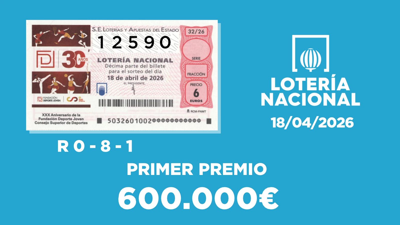 Sorteo de la Lotería Nacional del 18/04/2026 - Ver ahora