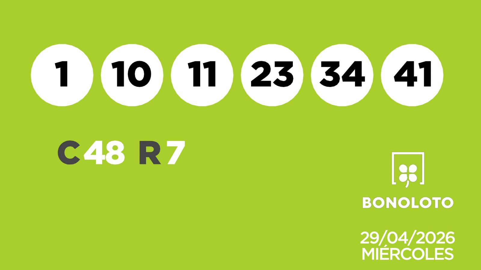 Sorteo de la Lotería Bonoloto del 29/04/2026 - Ver ahora