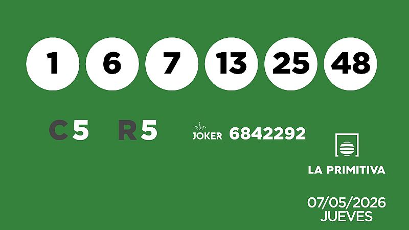 Sorteo de la Lotería Primitiva y Joker del 07/05/2026