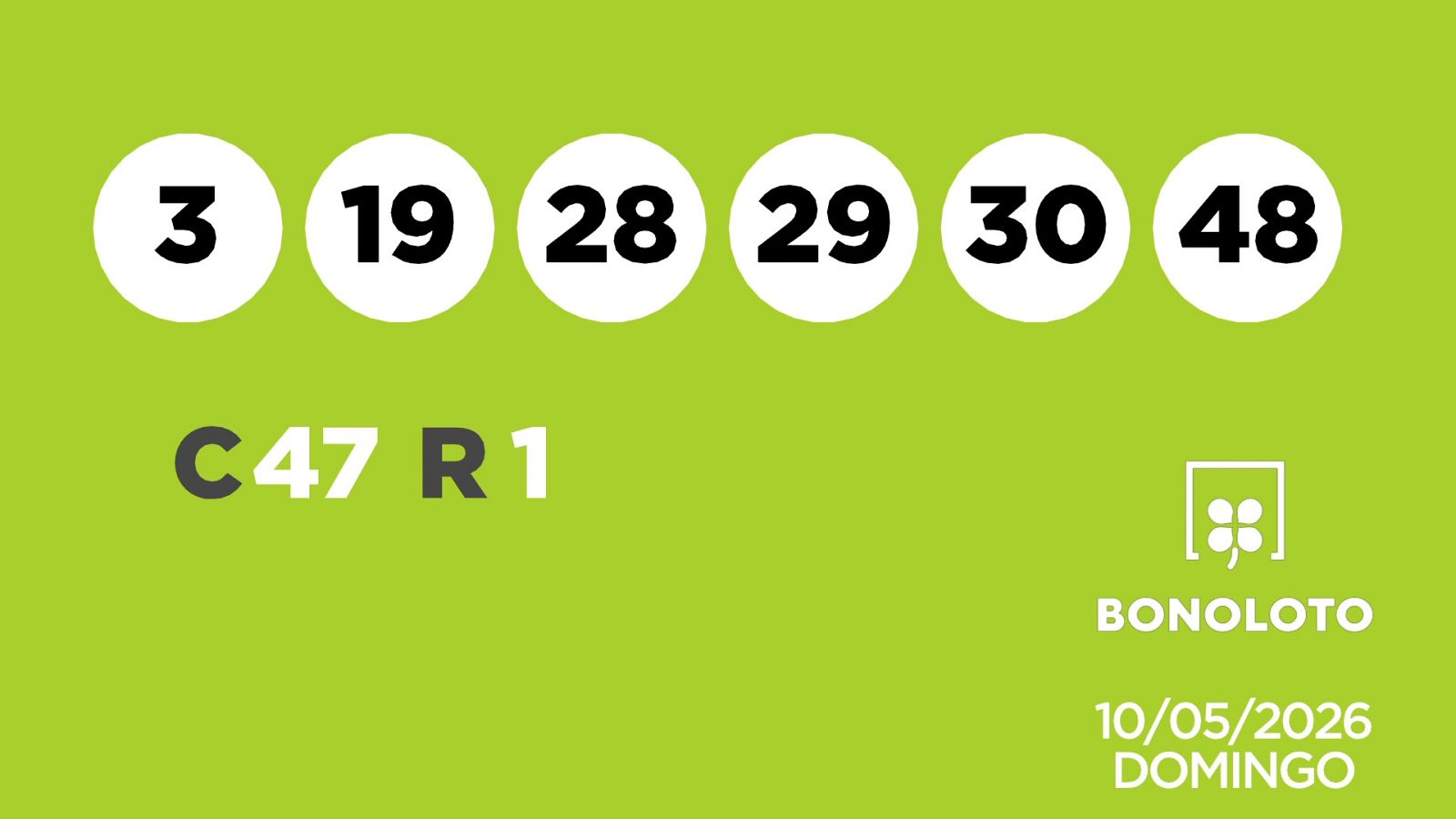 Sorteo de la Lotería Bonoloto del 10/05/2026 - Ver ahora