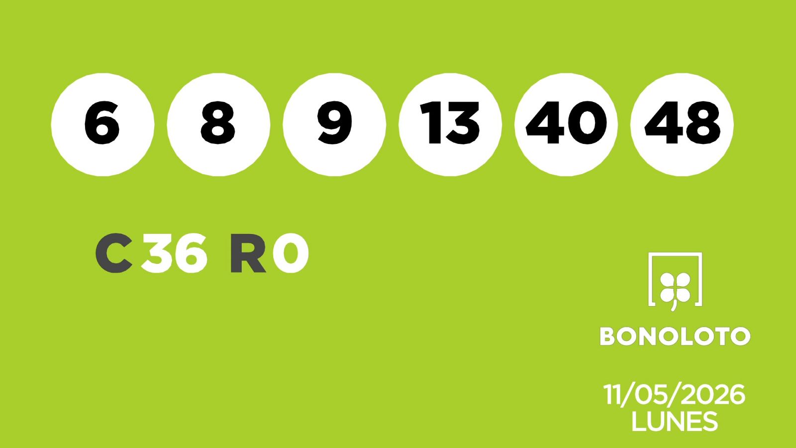 Sorteo de la Lotería Bonoloto del 11/05/2026 - Ver ahora