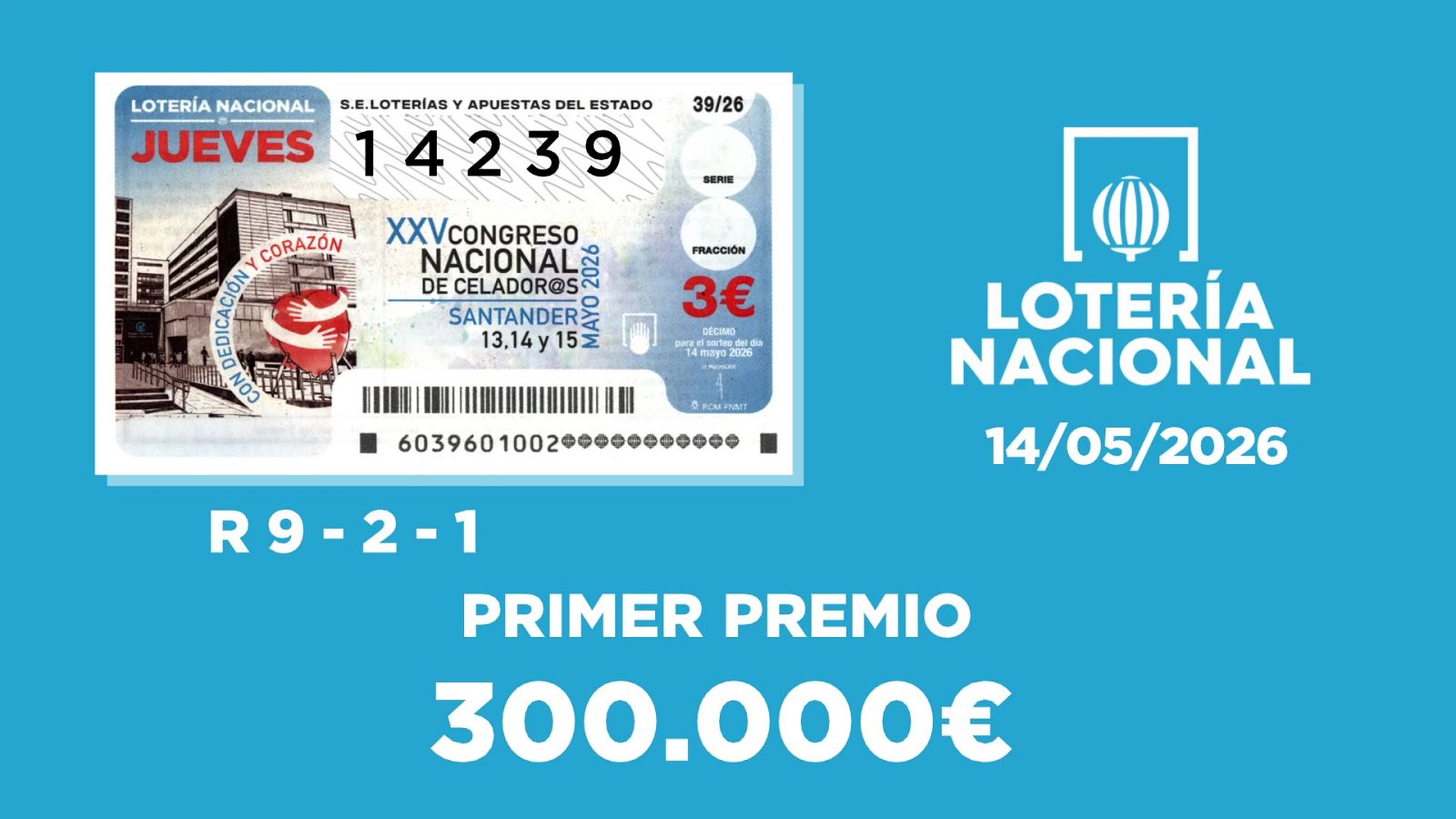 Sorteo de la Lotería Nacional del 14/05/2026 - Ver ahora