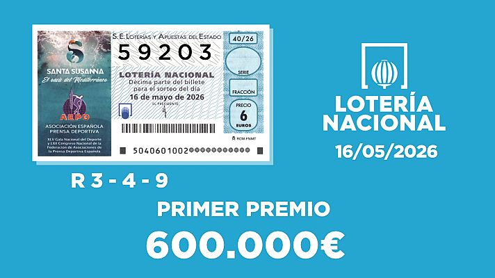 SELAE - Sorteo de la Lotería Nacional del 16/05/2026