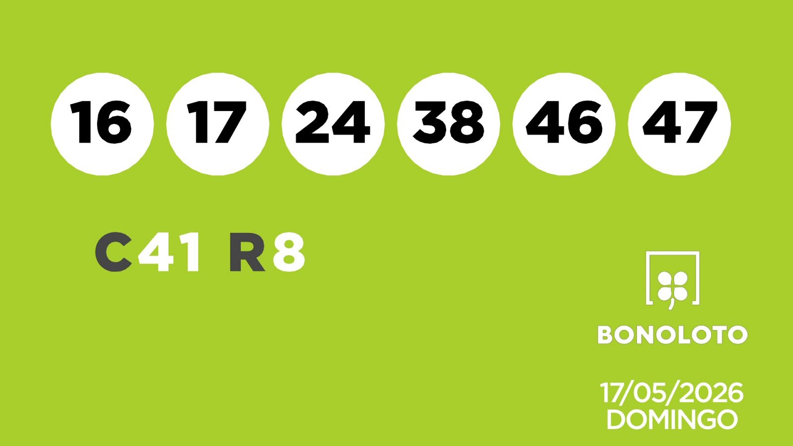 Sorteo de la Lotería Bonoloto del 17/05/2026 - Ver ahora