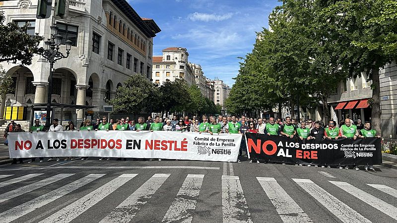 Los trabajadores de Nestlé cortan Calvo Sotelo, en Santander - TeleCantabria | Ver