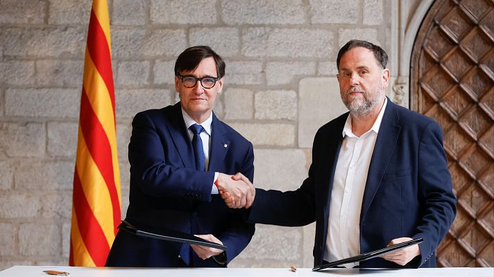  - Salvador Illa y Oriol Junqueras pactan los presupuestos en Cataluña