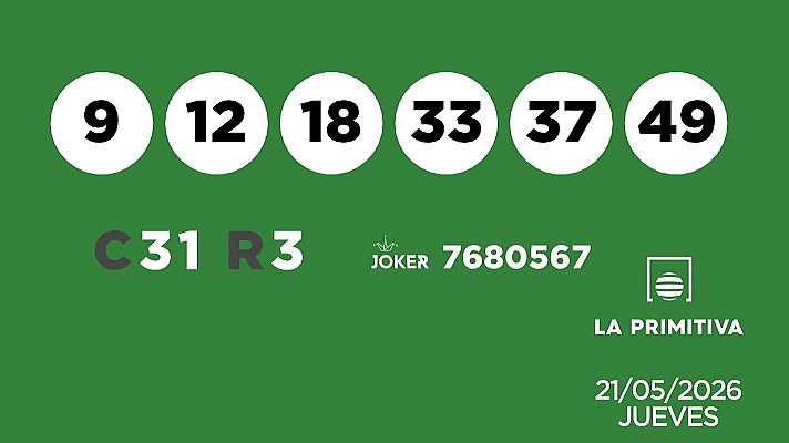 SELAE - Sorteo de la Lotería Primitiva y Joker del 21/05/2026