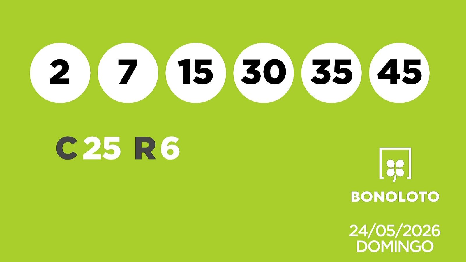 Sorteo de la Lotería Bonoloto del 24/05/2026 - Ver ahora