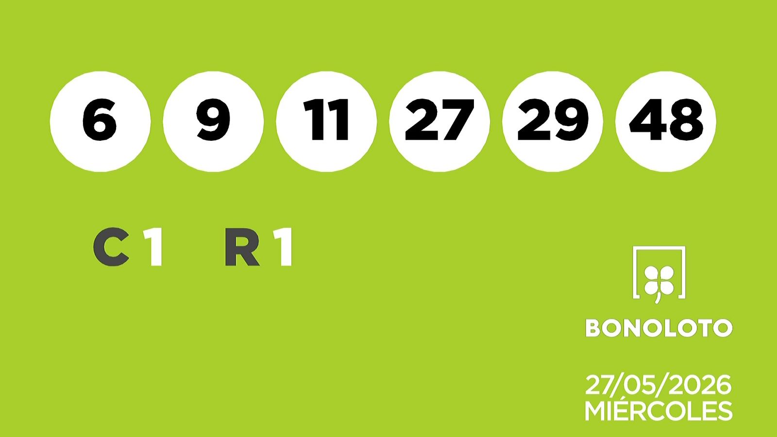 Sorteo de la Lotería Bonoloto del 27/05/2026 - Ver ahora