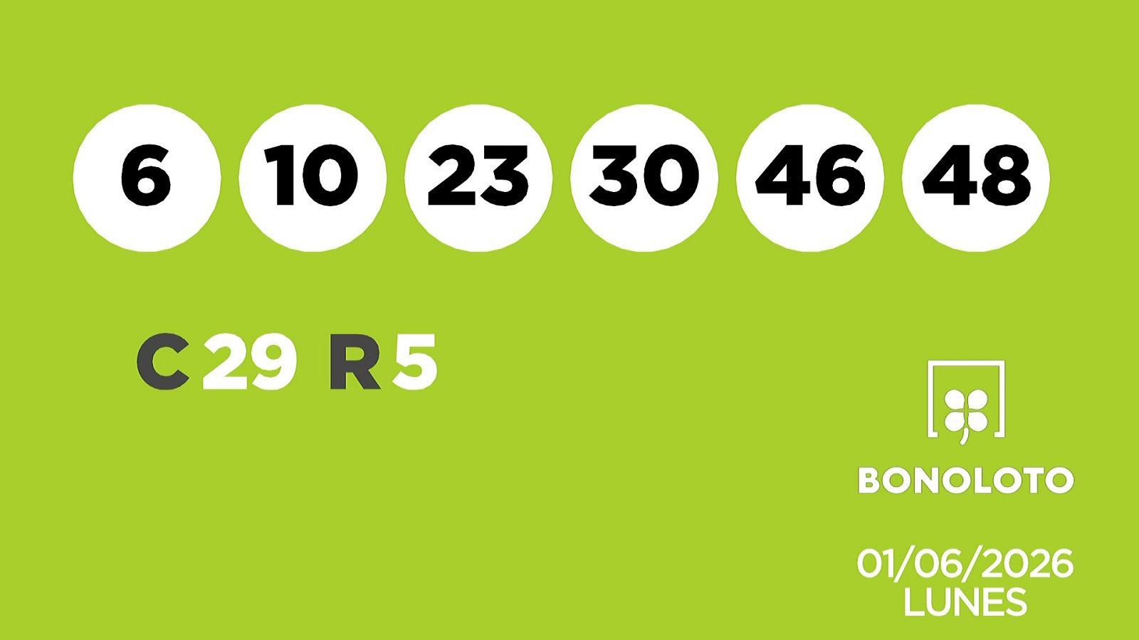 Sorteo de la Lotería Bonoloto del 01/06/2026 - Ver ahora