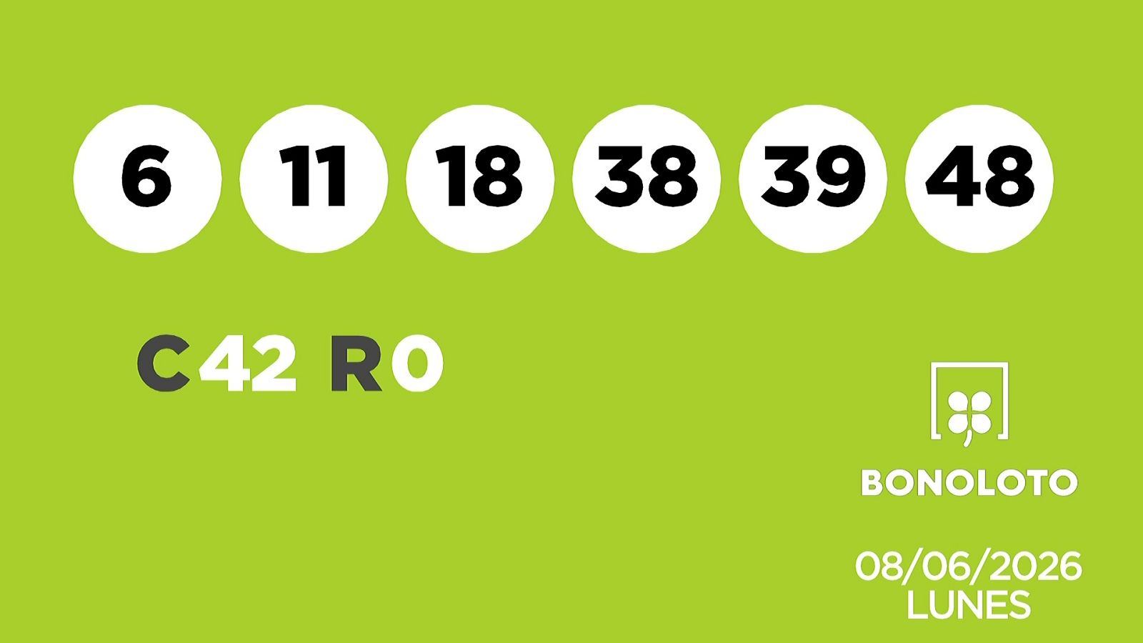 Sorteo de la Lotería Bonoloto del 08/06/2026 - Ver ahora