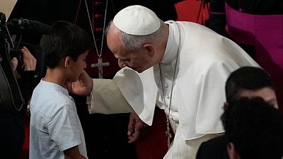 El papa en la iglesia de San Agustín: "Me siento en casa, gracias por lo que representan"