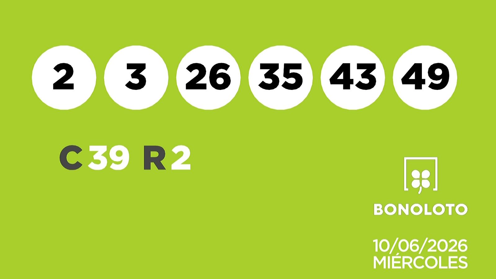 Sorteo de la Lotería Bonoloto del 10/06/2026 - Ver ahora