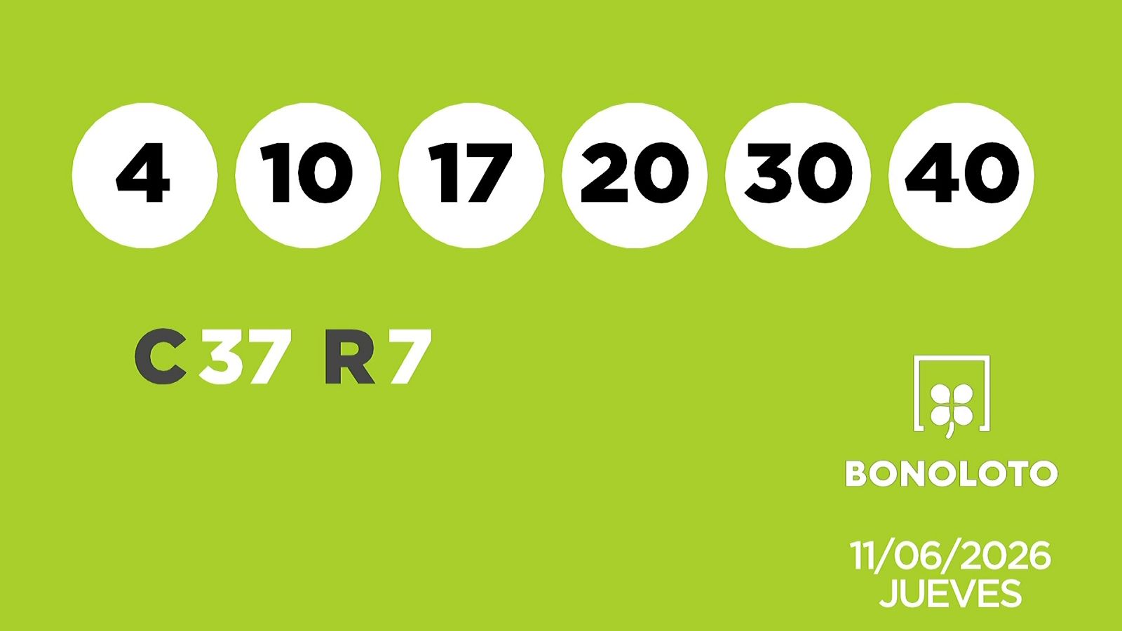 Sorteo de la Lotería Bonoloto del 11/06/2026 - Ver ahora