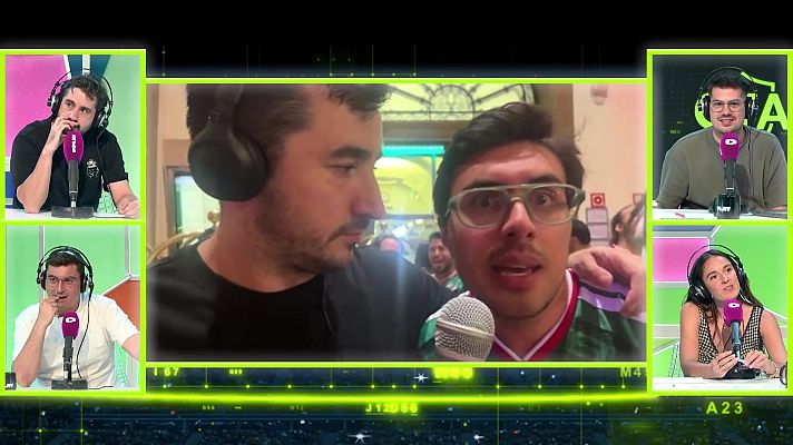 CTA en el Mundial - ¡Conga mexicana en Barcelona! Descontrol en el directo de Bermu con Sergio Bezos