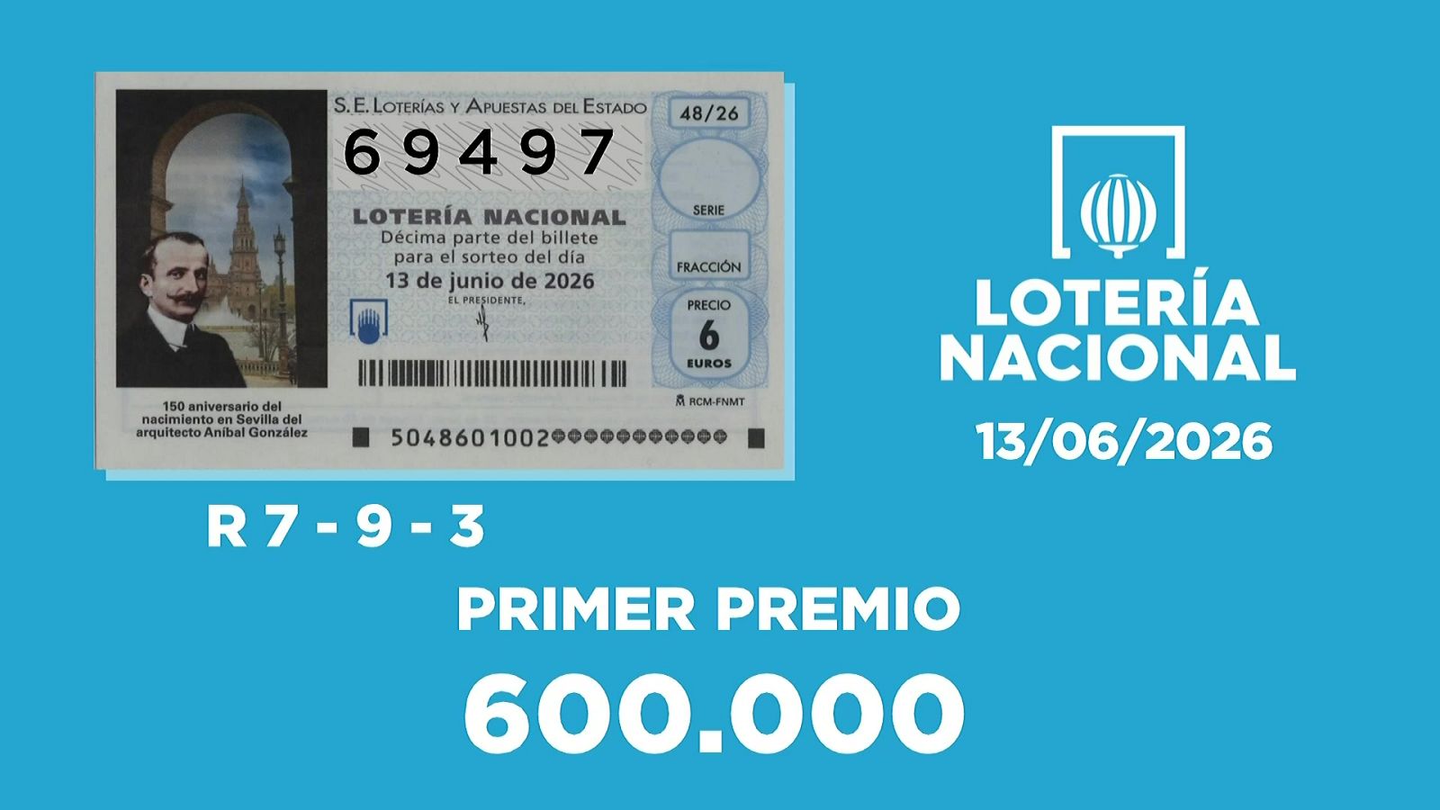 Sorteo de la Lotería Nacional del 13/06/2026 - Ver ahora