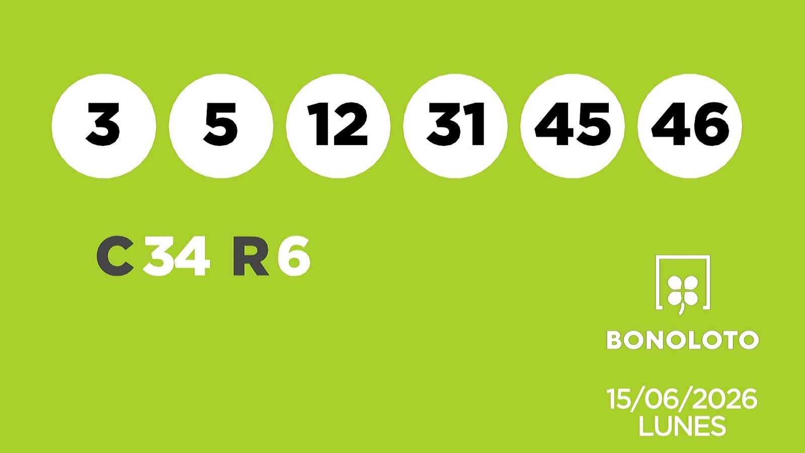 Sorteo de la Lotería Bonoloto del 15/06/2026 - Ver ahora