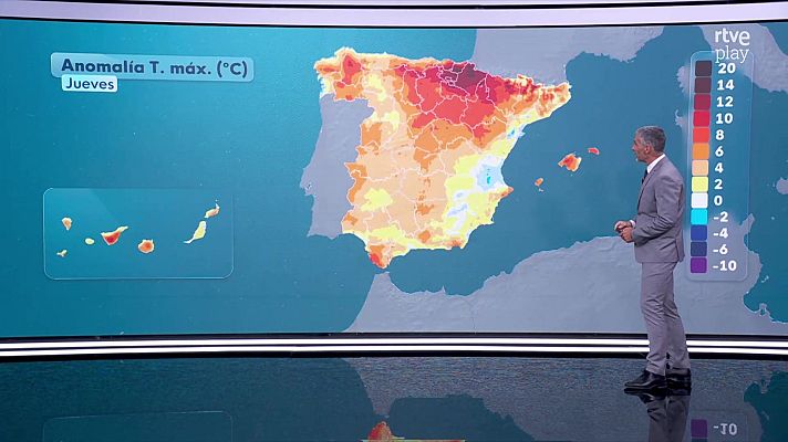 El tiempo - Chubascos y tormentas fuertes en el interior del tercio occidental peninsular, pudiendo afectar al Pirineo