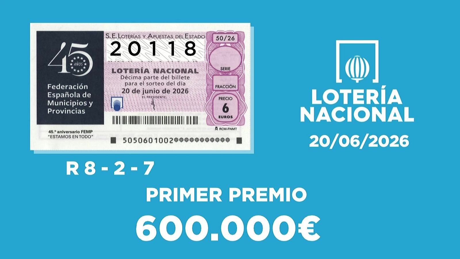 Sorteo de la Lotería Nacional del 20/06/2026 - Ver ahora